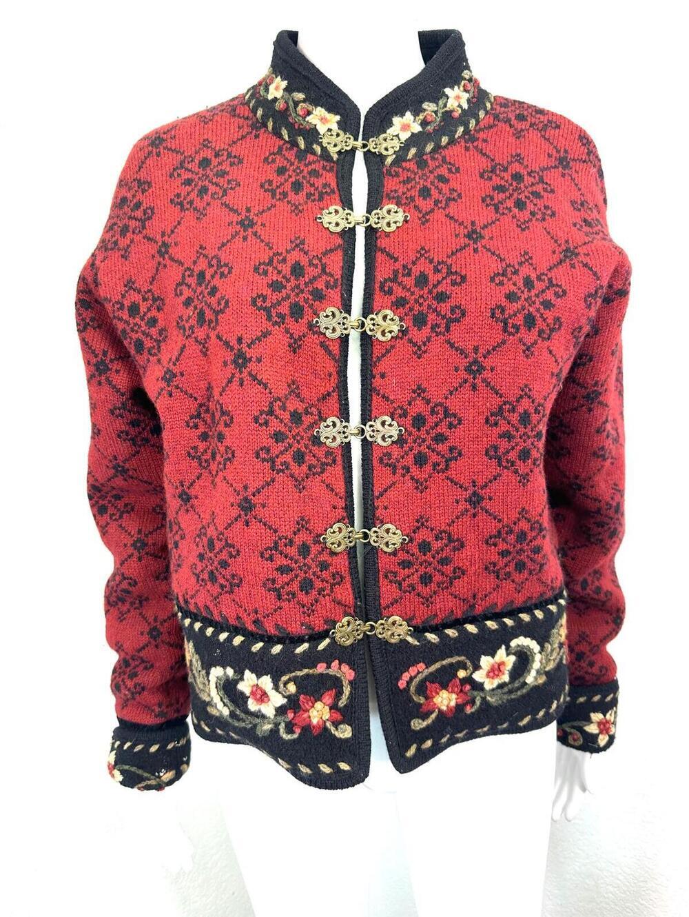 Sz M Icelandic Designs Wool Cardigan Metal Clasp Closure Folklore Yak